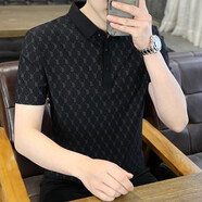 VACK夏天商務(wù)短袖t恤男潮流POLO衣服男夏季冰絲涼感t恤男裝翻領(lǐng)半袖男 9999黑色 XL (125-140斤)