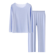 KIDS MAM&DAD女童莫代爾睡衣套裝寶寶秋衣秋褲兒童冰絲薄款春夏季內衣超薄 淡藍 110 cm