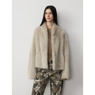 付智恩 實(shí)穿主義 靜奢風(fēng)隨性都市休閑落肩立領(lǐng)托斯卡納皮毛一體冬 麥田色 L