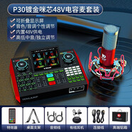 十盞燈 G10手機聲卡唱歌專(zhuān)用主播K歌電腦直播套裝抖音快手喊麥帶貨通用專(zhuān)業(yè)錄音變音器音頻設備 【48V鍍金咪芯電容麥】P30+G10旗艦版