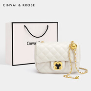 CinvaiKrose官網(wǎng)包包女包輕奢侈鏈條包斜挎包女士包品牌新款2025小香風(fēng)單肩包 菱格白生日禮物送女友