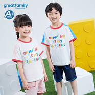 歌瑞家（greatfamily）兒童套裝 夏季童裝撞色設(shè)計(jì)針織T恤短褲套裝 樂(lè)友 白拼藍(lán) 140
