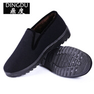 老北京棉鞋布鞋男女秋冬加厚防滑低幫加絨保暖軟底加厚中老年棉鞋 藍黑色(防滑保暖) 35 標準尺碼