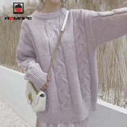 AEMAPE毛衣女2025春秋冬季外穿女裝加厚日系甜美內搭圓領(lǐng)針織衫女 紫色 XL