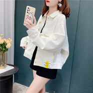 巧除小個子短款牛仔外套女2025年新款春秋韓版洋氣減齡百搭寬松上衣 2016-白色- L 【115-125斤】
