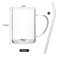 plazotta seit 1893德國(guó) 玻璃杯高硼硅玻璃馬克杯北歐茶杯水杯辦公室杯子 大號(hào)+玻璃吸管450ml1只