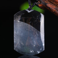 天然水晶 無(wú)事牌吊墜 全凈體鈦晶發(fā)晶綠幽靈異象兔毛石中石水晶保平安男女款項鏈一物一圖 藍兔毛帶黑發(fā)款 44.4*29.8*11.6mm