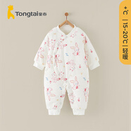童泰嬰兒連體衣夾棉冬季新生寶寶棉衣服保暖加厚哈衣爬服外出抱衣 粉色小兔（偏開款) 59cm