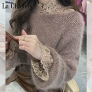 拉夏貝爾（La Chapelle）網(wǎng)紅2023秋冬森系V領(lǐng)復古慵懶風超仙女毛衣女士寬松外穿潮 純100自動發(fā)熱【套裝】毛衣+蕾絲內(nèi)搭 純100自動發(fā)熱L 110斤-120斤以內(nèi)