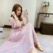 【精選夏季新品】夏季連衣裙女高檔氣質(zhì)夏季連衣裙子女子夏中長(cháng)款甜美娃娃領(lǐng)碎花雪紡仙女連衣裙女 699粉紫色-裙子夏天仙女 M 【建議80-100斤】-裙子夏天仙女