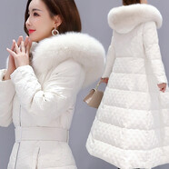 毅珊羽絨服女長款2025年新款女大狐貍真毛領過膝白鴨絨冬天外套 白色+整條純白真狐貍毛領 M