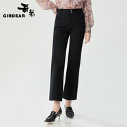 哥弟（GIRDEAR）女裝招牌四面彈面料高腰雙排扣微喇正裝小黑褲女1196512 黑色 XL (5碼)