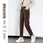 AEMAPE毛呢褲子女高腰2025春秋季新款休閑褲女時尚氣質(zhì)寬松煙管褲 咖啡色（正?？睿?S _建議90-100斤