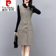 皮爾卡丹（pierre cardin）2025秋冬新款大碼胖mm毛呢背心連衣裙套裝女內(nèi)搭小衫馬甲裙兩件裝 單件(背心裙) S