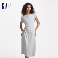 GAP女裝純棉抽褶收腰無(wú)袖連衣裙簡(jiǎn)約氣質(zhì)長(cháng)裙680442 灰色 M (165/84A) 亞洲尺碼