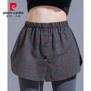 皮爾卡丹屁簾下擺秋百搭內(nèi)搭打底衛(wèi)·衣疊穿遮臀神器格子襯衫大碼小屁簾女 紅線灰大格(側(cè)圓角) XL 建議115-130斤