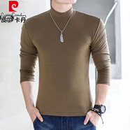 皮爾卡丹（pierre cardin）男純棉半高領(lǐng)長袖打底衫t恤青中年秋衣內(nèi)衣修身體恤男士上衣秋冬 長 袖半高 領(lǐng) 軍綠 3XL 【145-160斤】