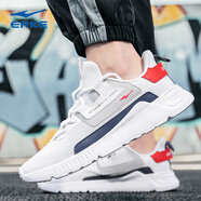 鴻星爾克男鞋冬季男士網(wǎng)面跑步鞋紅星運動(dòng)鞋男減震休閑鞋 2187正白/峽灣藍 40