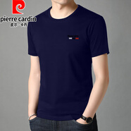 皮爾卡丹（pierre cardin）官方店短袖t恤男裝2024夏季新款純.棉打底衫潮流半袖體恤圓領(lǐng)旗艦 8107-藏青 L 170碼 推薦【116-129斤】