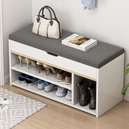尋巧（SPERMEK） 換鞋凳家用門(mén)口穿鞋凳多用途試鞋凳現代簡(jiǎn)約儲物收納鞋柜 【帶靴位款】暖白色80CM
