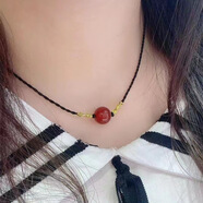 寶夏悅抖音同款紅瑪瑙項鏈手工編織相思豆閨蜜情侶款轉(zhuǎn)運珠吊墜 A款12毫米珠子【項鏈一條】+禮盒