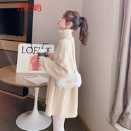 她風(fēng)采 中長(cháng)款復古麻花加厚高領(lǐng)毛衣女寬松2012秋冬季新款慵懶風(fēng)套頭外 米白 2XL