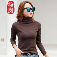 筱嵐高領(lǐng)打底衫女秋冬2025內(nèi)搭女式長袖修身磨毛加厚上衣純色棉堆堆領(lǐng) 咖啡色 M