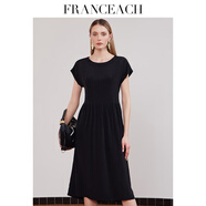 法涵意弛2025夏新款重磅真絲連衣裙中長款歐洲站桑蠶絲A字裙 黑色 M