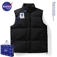 NASA BASE美式潮牌馬甲男女款秋冬季小惡魔背心坎肩大碼純色保暖外套情侶衫 6657黑色 XL （建議100-120斤）