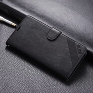 雅尊仕 OPPOR17手機殼翻蓋式oppoR17皮套o(hù)ppoR9s防摔保護(hù)套全包軟殼可插卡男女錢包款 黑色 R17