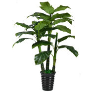 仿真綠植假樹發(fā)財樹落地盆栽大型客廳盆景假花塑料花裝飾仿真樹 1.9米三桿綠巨人+盆+草