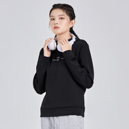 鴻星爾克衛(wèi)衣男秋季情侶運(yùn)動(dòng)上衣休閑套頭長(zhǎng)袖打底衫褲子男裝女裝 【2052】正黑-女款 M