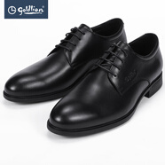 金利來(lái)（Goldlion）正裝皮鞋圓鞋頭休閑系帶男鞋頭層牛皮輕商務(wù)男裝鞋子 黑色-99 40