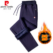 皮爾卡丹休閑褲男春秋季棉質(zhì)針織加絨加厚運(yùn)動(dòng)直筒長(zhǎng)褲男生寬松大碼褲子 深藍(lán)直筒【加絨加】 厚款 2XL