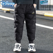迪士尼（Disney）男童羽絨棉褲冬裝褲子加絨三層加厚外穿一條過冬季中大童寶寶兒童 黑色 男童棉褲 140 適合身高130以下