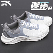 安踏（ANTA）男鞋子漫步春季男士運(yùn)動(dòng)鞋2025新款跑步鞋休閑鞋皮面戶外旅游鞋 白/霧灰【漫步2革面】 42