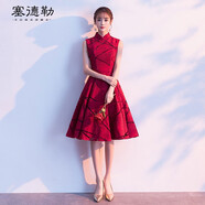 塞德勒敬酒服新娘2025秋款小個(gè)子回門紅色結(jié)婚立領(lǐng)中長(zhǎng)款連衣裙平時(shí)可穿 酒紅色中長(zhǎng)款 M