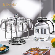 德韋特（DWIGHT）高檔耐熱水晶玻璃杯套裝雙層隔熱龍井泡綠茶杯家用加厚喝水杯子 275ml雙層杯*6+杯架+水壺