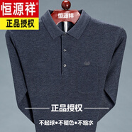 恒源祥長(zhǎng)袖T恤男羊毛衫薄款翻領(lǐng)口袋丅恤中老年爸爸純色打底針織 8826灰色【春秋款】 185/3XL【建議170-190斤】