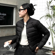 花田衣畝90%白鵝絨服馬甲女2025新款秋冬季中式大衣內(nèi)搭立領(lǐng)羽絨短款背心 黑色鵝絨服 90%鵝絨長(zhǎng)袖 S 推薦體重（85-100斤）