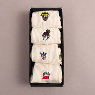 源夫人七夕禮物送男友禮盒裝襪子韓版ins潮襪男棉質(zhì)吸汗襪子男男中筒襪 白色組合3 4雙 均碼 【32-42】純棉舒適不勒腳