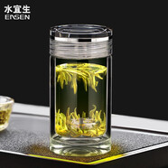 水宜生小容量玻璃杯泡茶杯高檔弱堿隨手杯迷你保溫杯水晶杯防燙玻璃杯 G605 【純鈦】260ml