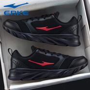 鴻星爾克男鞋跑步鞋冬季2026新款男士黑色輕便運動(dòng)鞋皮面防水緩震休閑鞋子 正黑/大紅(網(wǎng)面款) 40 品質(zhì)保障