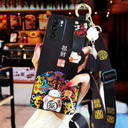 玲琉 三星note20手機(jī)殼A70腕帶S22 Ultra防摔S21潮牌S9斜挎帶掛繩女中國風(fēng)三星s24逐鹿生財(cái)s10/8 招財(cái)黑腕帶殼【+流蘇斜挎繩】 三星note20 Ultra