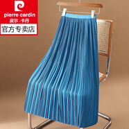 皮爾卡丹（pierre cardin）垂墜百褶裙半身裙女夏季2025新款松緊腰中長(zhǎng)款褶皺a字夏天新款新 藍(lán)色 XL