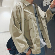 宗獅猴 港風ulzzang寬松外套男韓版ing帥氣夾克男潮流百搭棒球服時尚休 卡其色 L
