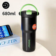 SHOTAY 保溫杯高顏值316L不銹鋼吸管水杯大容量ST-8902 礦巖薄荷680ml