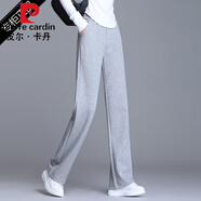 皮爾卡丹（pierre cardin）運(yùn)動(dòng)褲女2023新款春秋直筒褲子女衛(wèi)褲純棉女窄板闊腿褲女顯瘦 灰色 【松緊款】春秋款 M 適合(95-108斤)