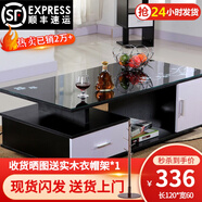 天木居【順豐24小時發(fā)】茶幾客廳鋼化玻璃簡約現(xiàn)代小戶型茶幾桌 黑配白+黑鋼化玻璃 長120*寬60