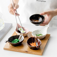 INSCRIPTION 日式窯變花瓣小碗調(diào)味碟醬料碟火鍋蘸料碟陶瓷小碗碟 胡桃木托盤